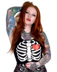 Too Fast | Dead Inside Skeleton Ribcage Heart Cropped Tank Top