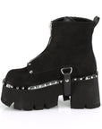 Too Fast | Demonia Ashes 100 | Black Vegan Suede & Vegan Leather Women's Ankle Boots