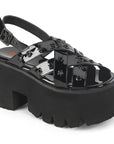 Too Fast | Demonia Ashes 12 | Black Patent Leather Women's Sandals