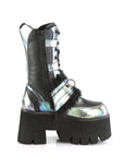 Too Fast | Demonia Ashes 120 | Black & Green Oil Vegan Leather Women's Mid Calf Boots