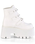 Too Fast | Demonia Ashes 55 | White Vegan Leather Women's Ankle Boots