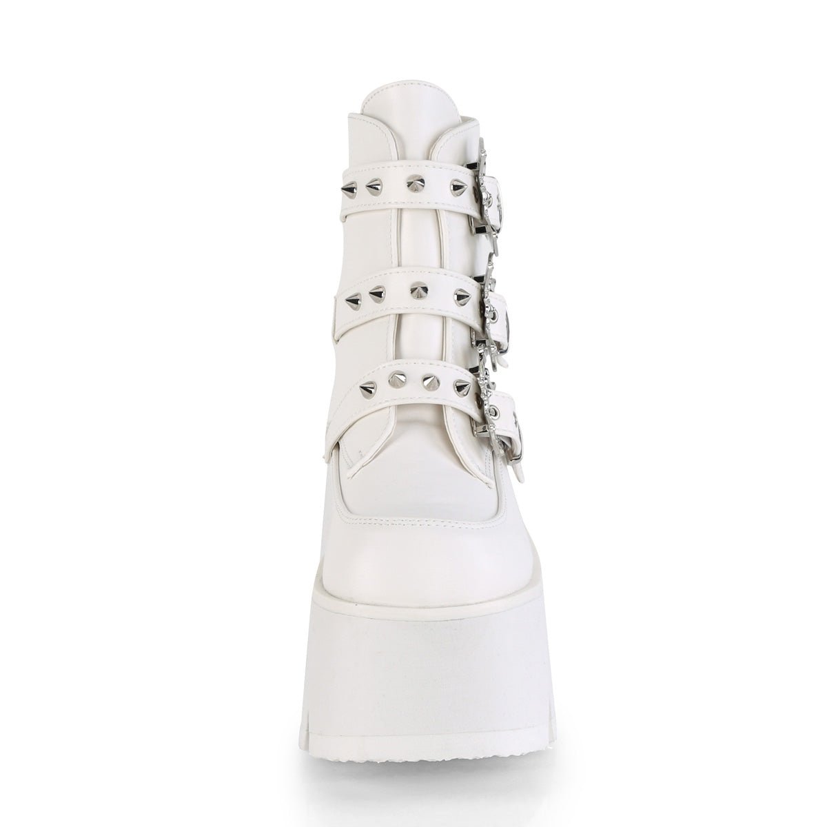 Too Fast | Demonia Ashes 55 | White Vegan Leather Women&#39;s Ankle Boots
