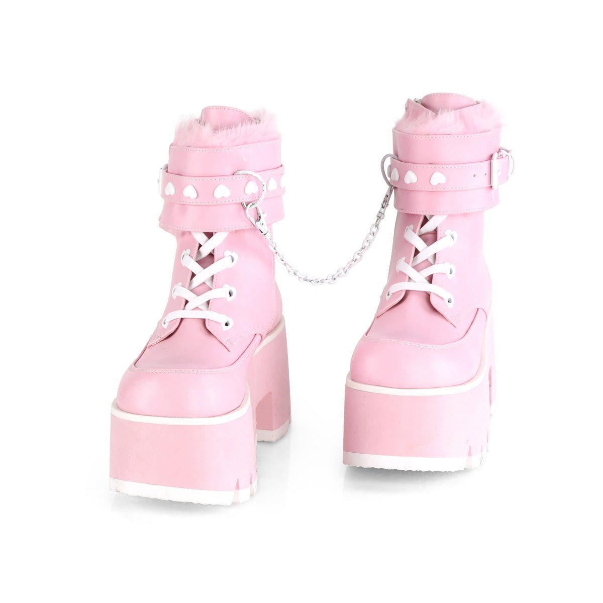 Too Fast | Demonia ASHES-57 | Pink Vegan Leather Ankle Boots