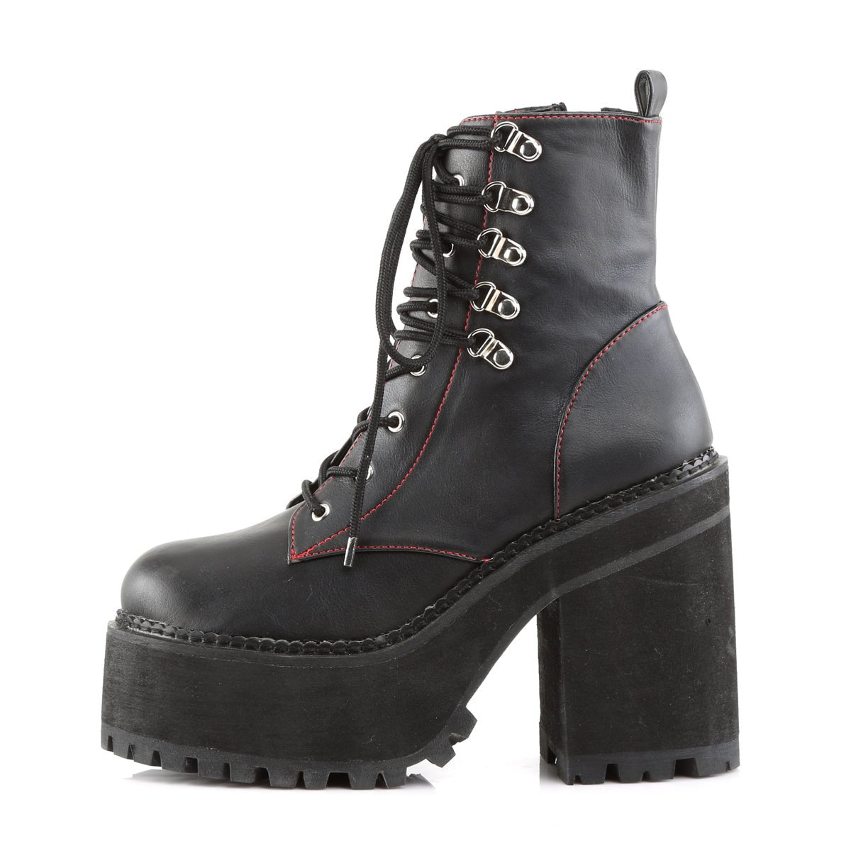 Too Fast | Demonia Assault 100 | Black Vegan Leather Women&#39;s Ankle Boots