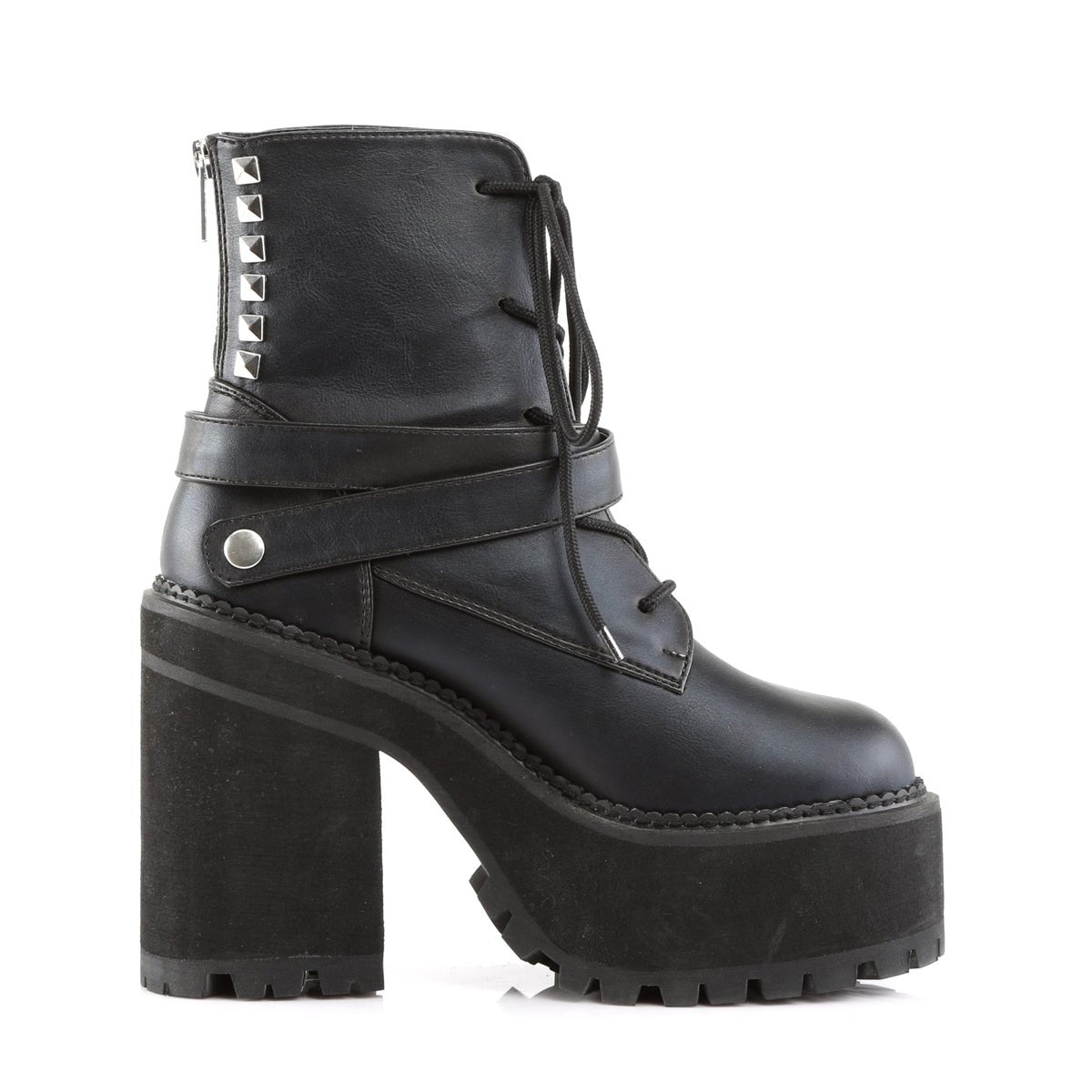 Too Fast | Demonia Assault 101 | Black Vegan Leather Women&#39;s Ankle Boots