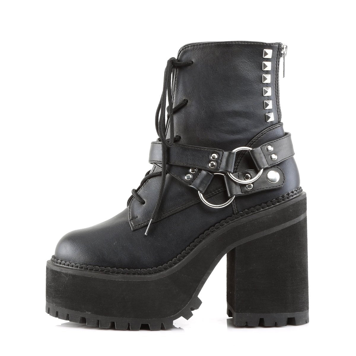 Too Fast | Demonia Assault 101 | Black Vegan Leather Women&#39;s Ankle Boots