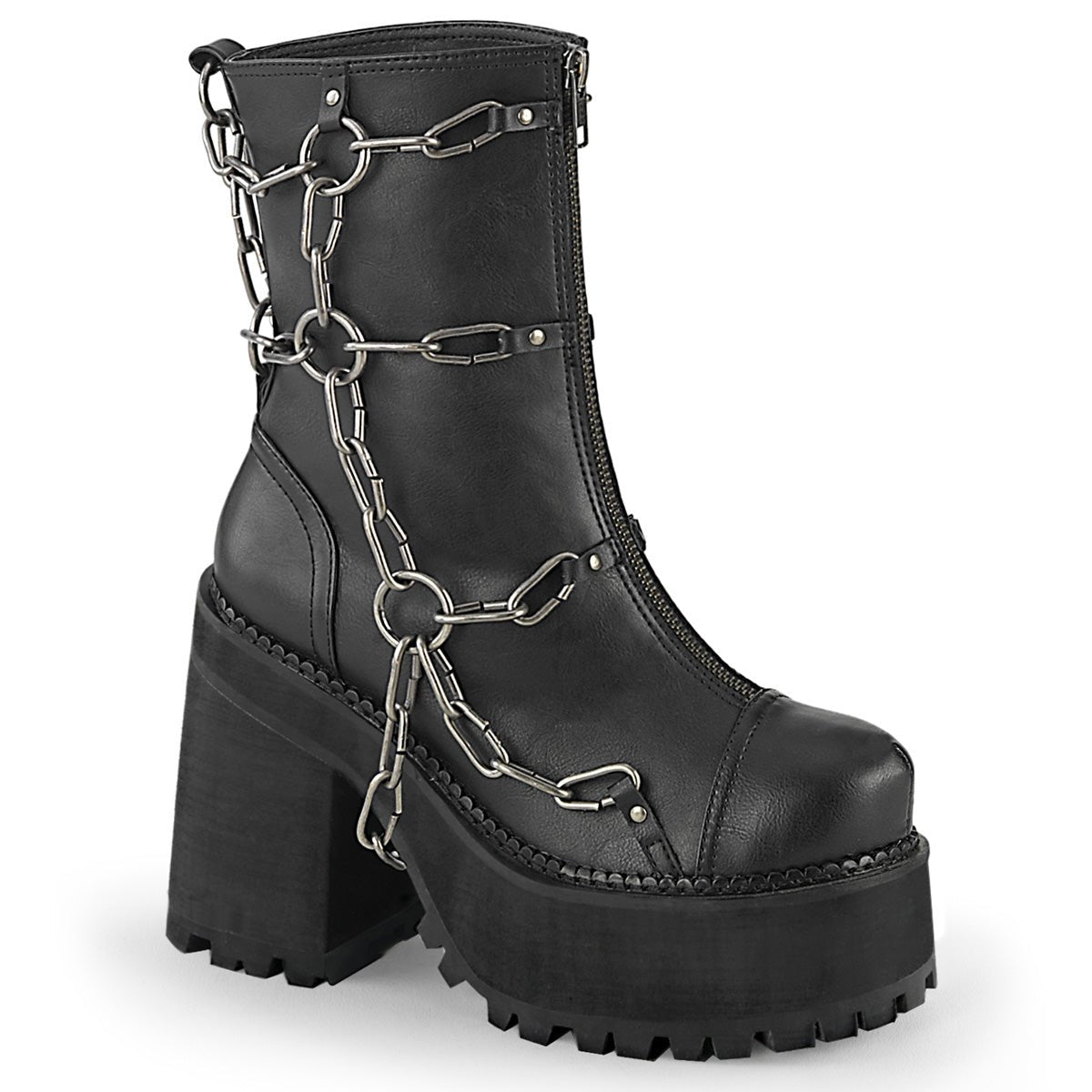 Too Fast | Demonia Assault 66 | Black Vegan Leather Women&#39;s Ankle Boots