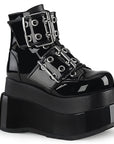 Too Fast | Demonia Bear 104 | Black Patent Vegan Leather Women's Ankle Boots