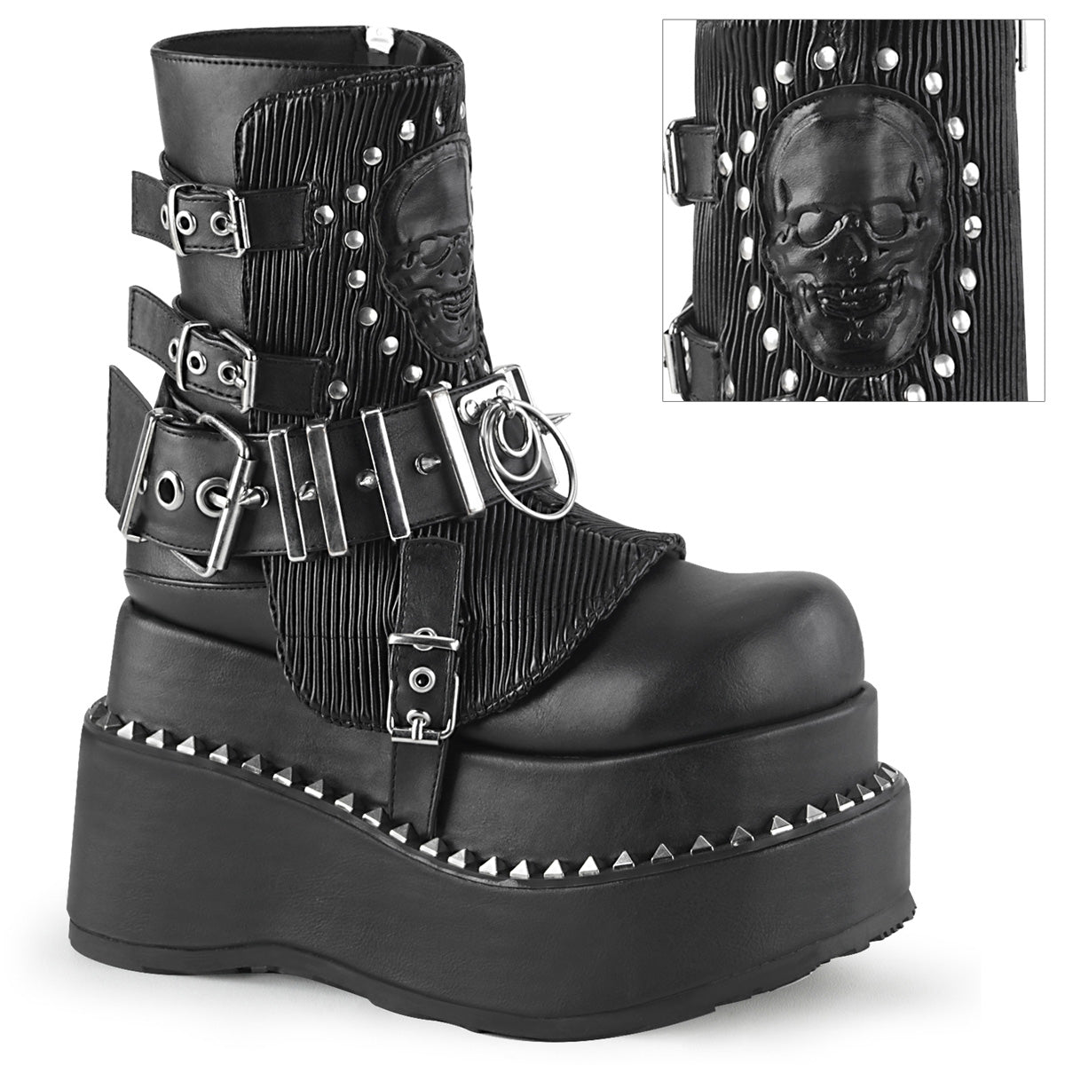 Too Fast | Demonia Bear 150 | Black Vegan Leather Women&#39;s Ankle Boots