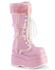 Too Fast | Demonia Bear 202 | Baby Pink Vegan Leather Women's Mid Calf Boots