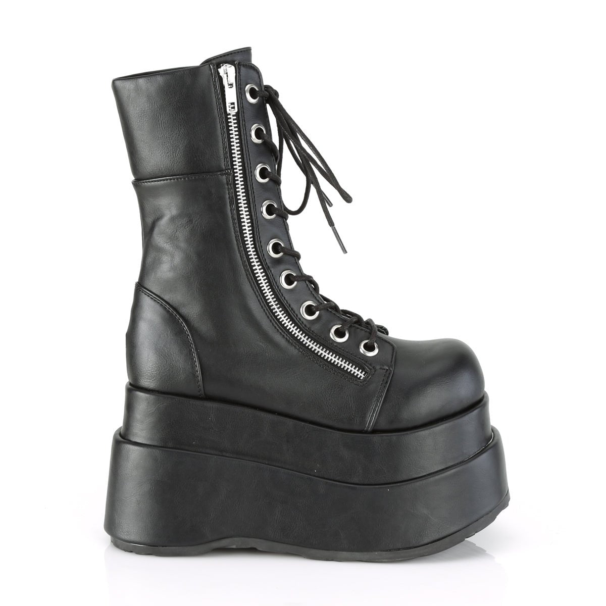 Too Fast | Demonia Bear 265 | Black Vegan Leather Women&#39;s Mid Calf Boots