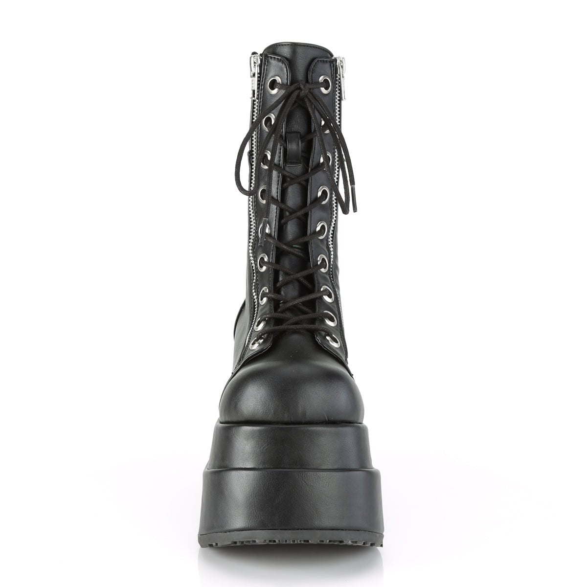 Too Fast | Demonia Bear 265 | Black Vegan Leather Women&#39;s Mid Calf Boots