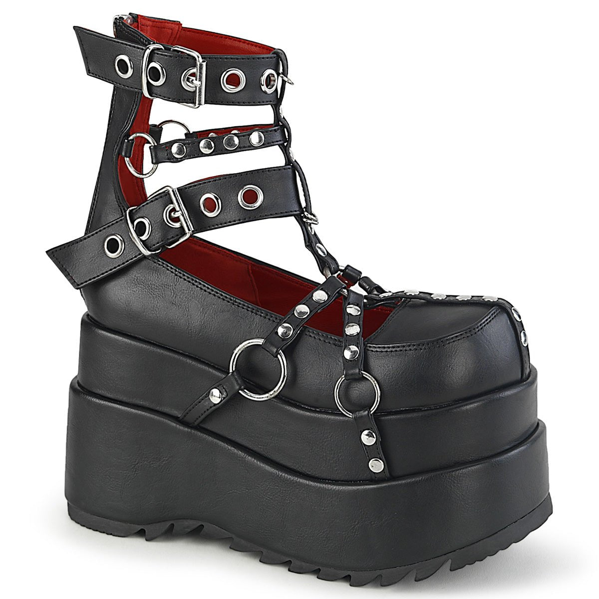 Too Fast | Demonia Bear 28 | Black Vegan Leather Women&#39;s Ankle Boots