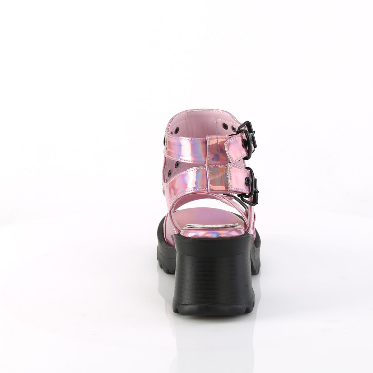 Too Fast | Demonia BRATTY-07 | Pink Holographic Patent Leather Sandals