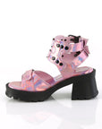 Too Fast | Demonia BRATTY-07 | Pink Holographic Patent Leather Sandals