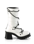Too Fast | Demonia Bratty 120 | White Vegan Leather Women's Mid Calf Boots