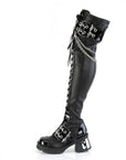 Too Fast | Demonia Bratty 304 | Black Stretch Vegan Leather Women's Over The Knee Boots