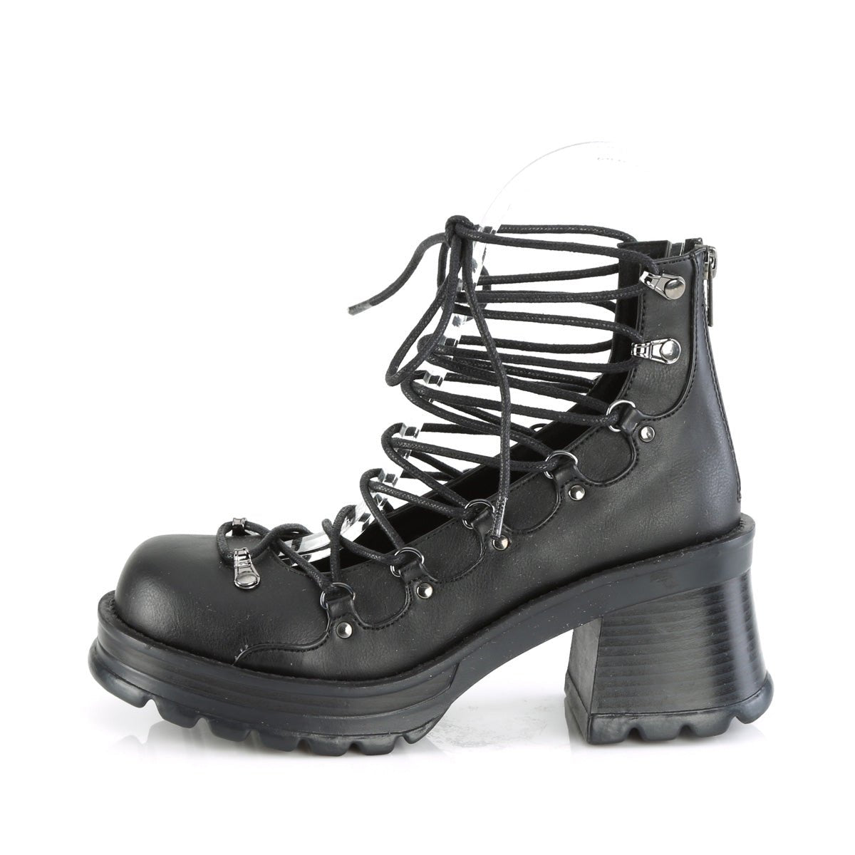 Too Fast | Demonia Bratty 32 | Black Vegan Leather Women&#39;s Platform Shoes