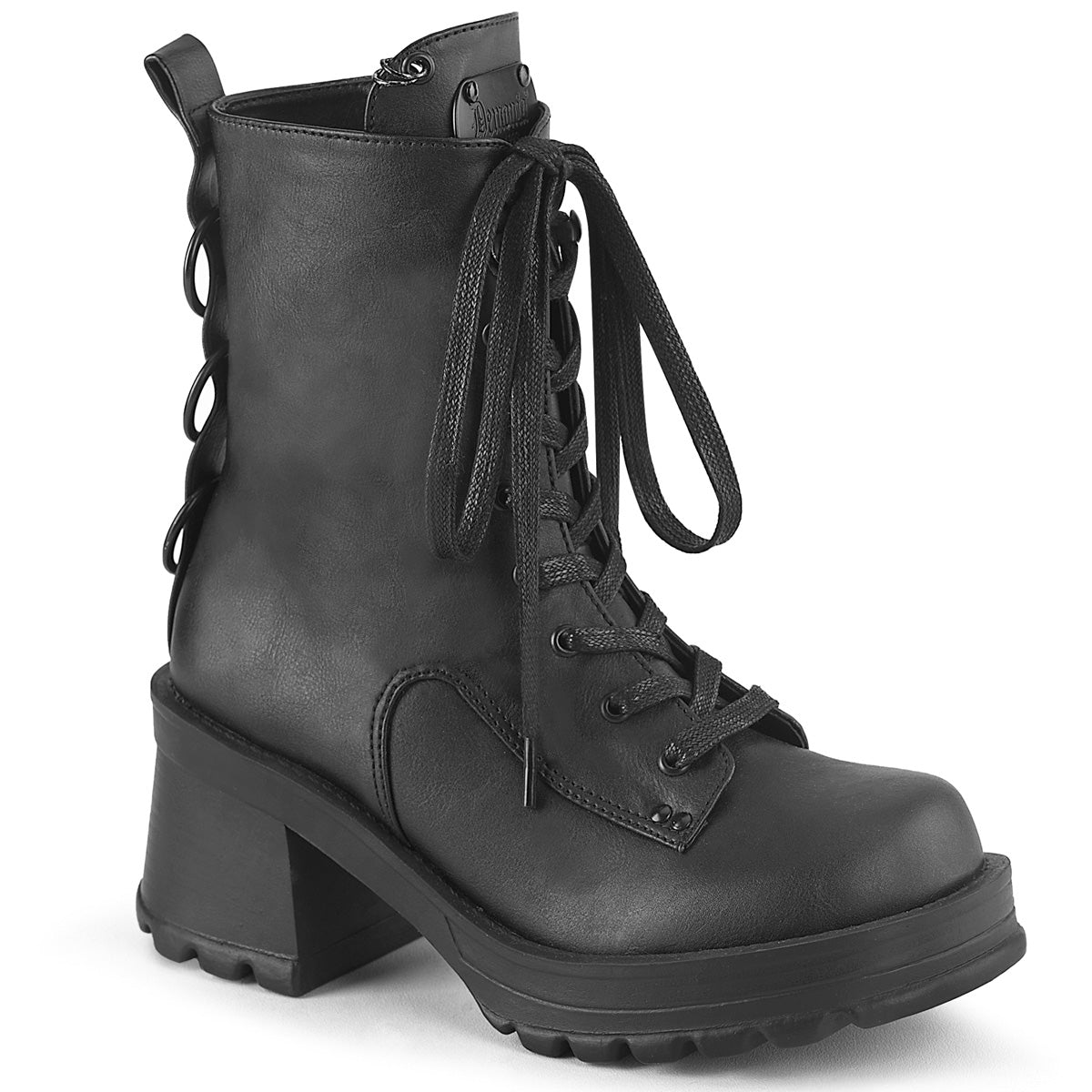 Too Fast | Demonia Bratty 50 | Black Vegan Leather Women&#39;s Ankle Boots