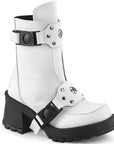 Too Fast | Demonia Bratty 56 | White Vegan Leather Women's Ankle Boots