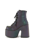 Too Fast | Demonia Camel 203 | Green Reflective Women's Ankle Boots