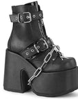Too Fast | Demonia Camel 205 | Black Vegan Leather Women's Ankle Boots