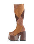 Too Fast | Demonia Camel 280 | Brown Vegan Suede Women's Knee High Boots