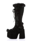Too Fast | Demonia CAMEL-311 Black Vegan Suede Knee High Boots