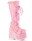 Too Fast | Demonia Camel 311 | Pastel Pink Vegan Leather Women's Knee High Boots