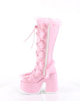 Too Fast | Demonia Camel 311 | Pastel Pink Vegan Leather Women's Knee High Boots