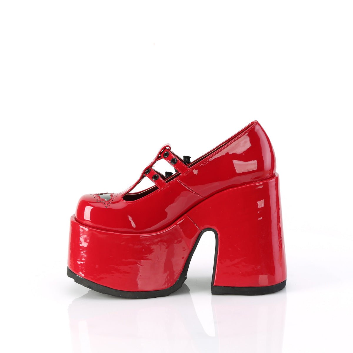 Too Fast | Demonia Camel 55 | Red Patent Leather Women&#39;s Mary Janes
