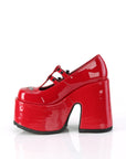 Too Fast | Demonia Camel 55 | Red Patent Leather Women's Mary Janes