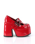 Too Fast | Demonia Camel 55 | Red Patent Leather Women's Mary Janes