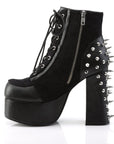 Too Fast | Demonia Charade 100 | Black Vegan Leather & Suede Women's Ankle Boots