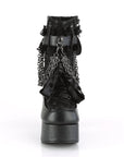 Too Fast | Demonia Charade 110 | Black Vegan Leather & Lace Overlay Women's Ankle Boots