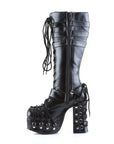 Too Fast | Demonia Charade 206 | Black Vegan Leather Women's Mid Calf Boots