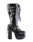 Too Fast | Demonia Charade 206 | Black Vegan Leather Women's Mid Calf Boots