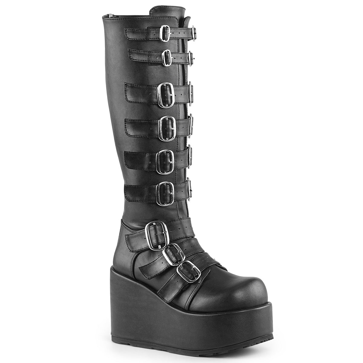 Too Fast | Demonia Concord 108 | Black Vegan Leather Women&#39;s Knee High Boots