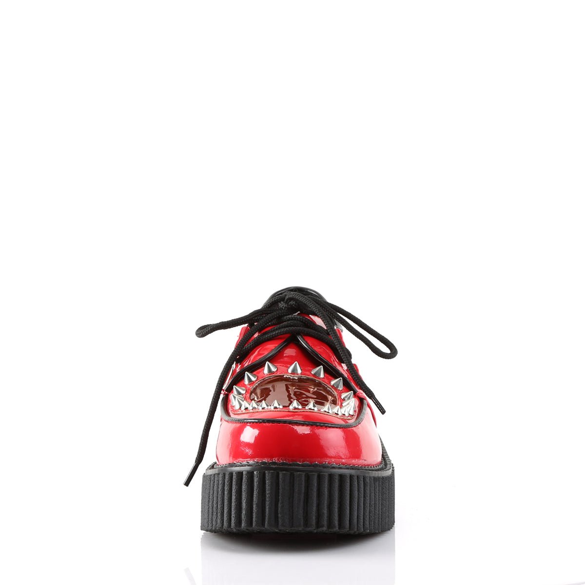Too Fast | Demonia Creeper 108 | Red Patent Leather &amp; Pvc Women&#39;s Creepers