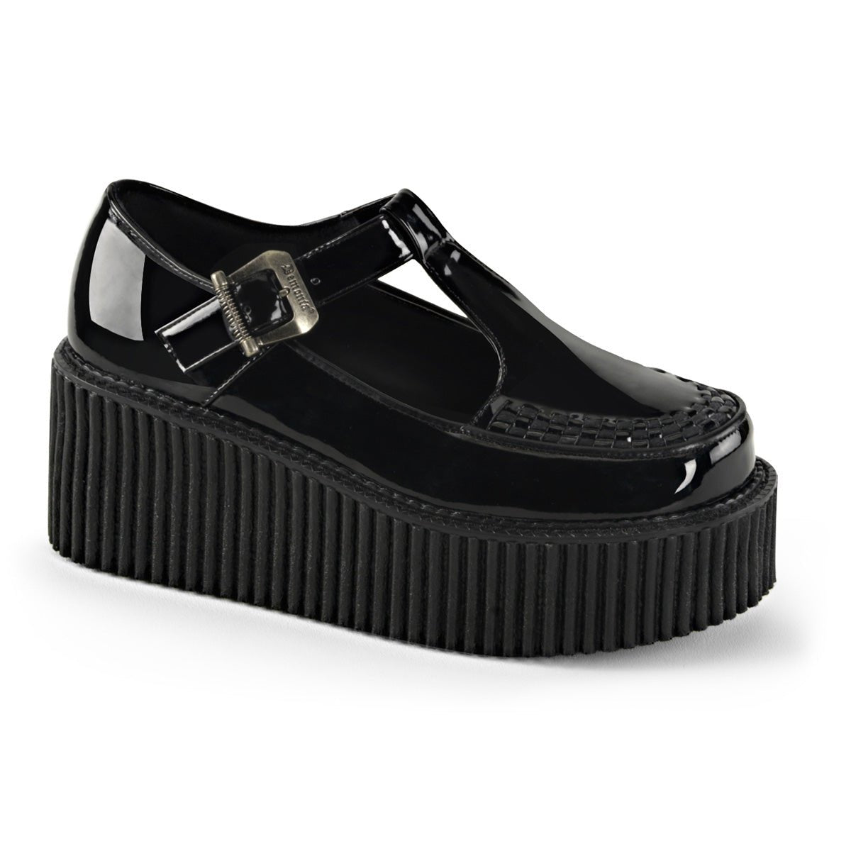Too Fast | Demonia Creeper 214 | Black Patent Leather Women&#39;s Creepers