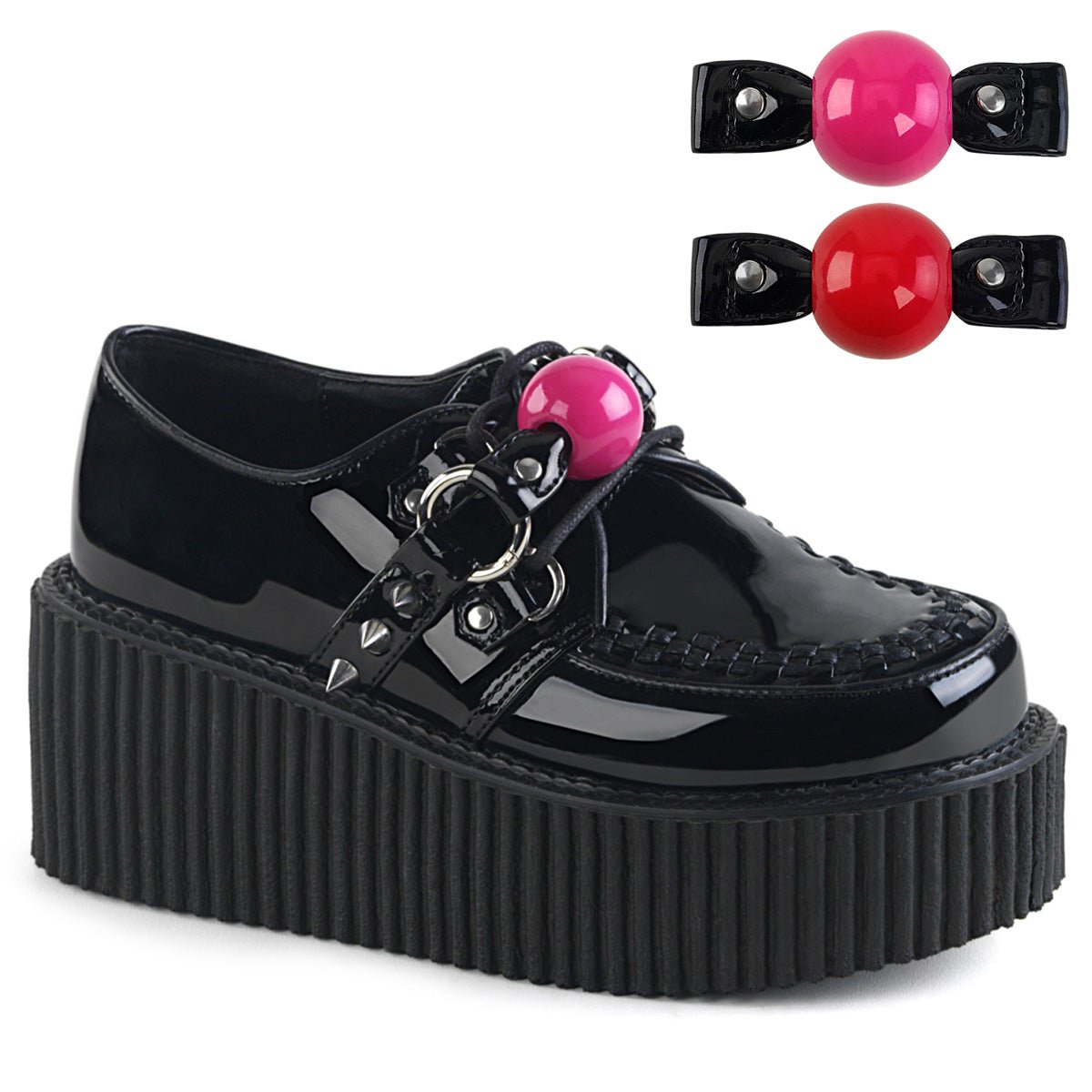 Too Fast | Demonia Creeper 222 | Black Patent Leather Women's Creepers