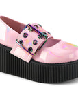 Too Fast | Demonia CREEPER-230 | Baby Pink Hologram Patent Creepers
