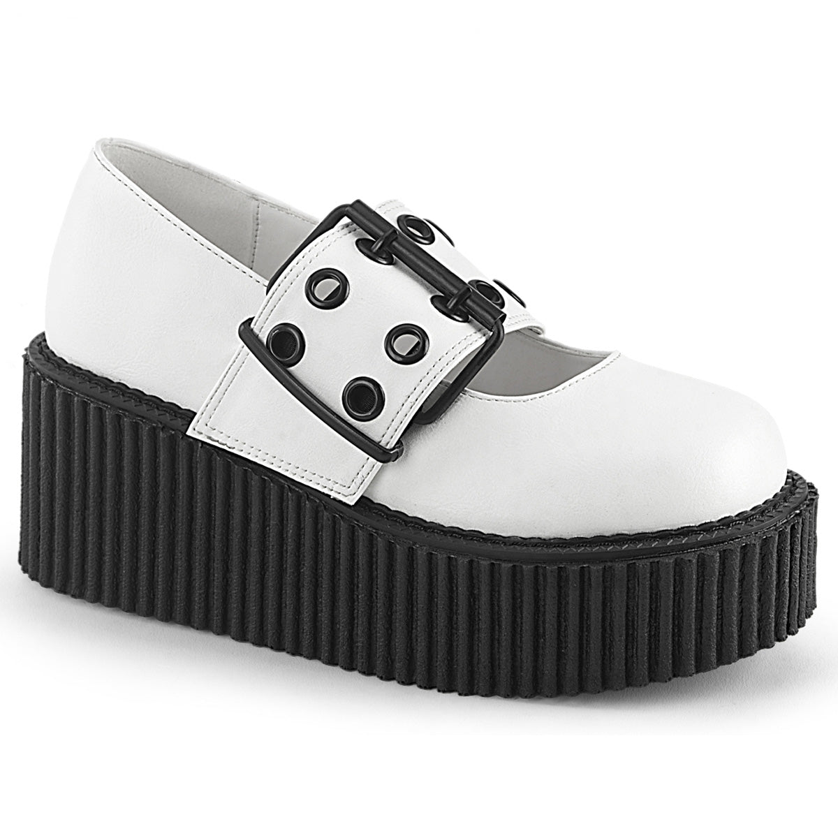 Too Fast | Demonia CREEPER-230 | White Vegan Leather Creepers