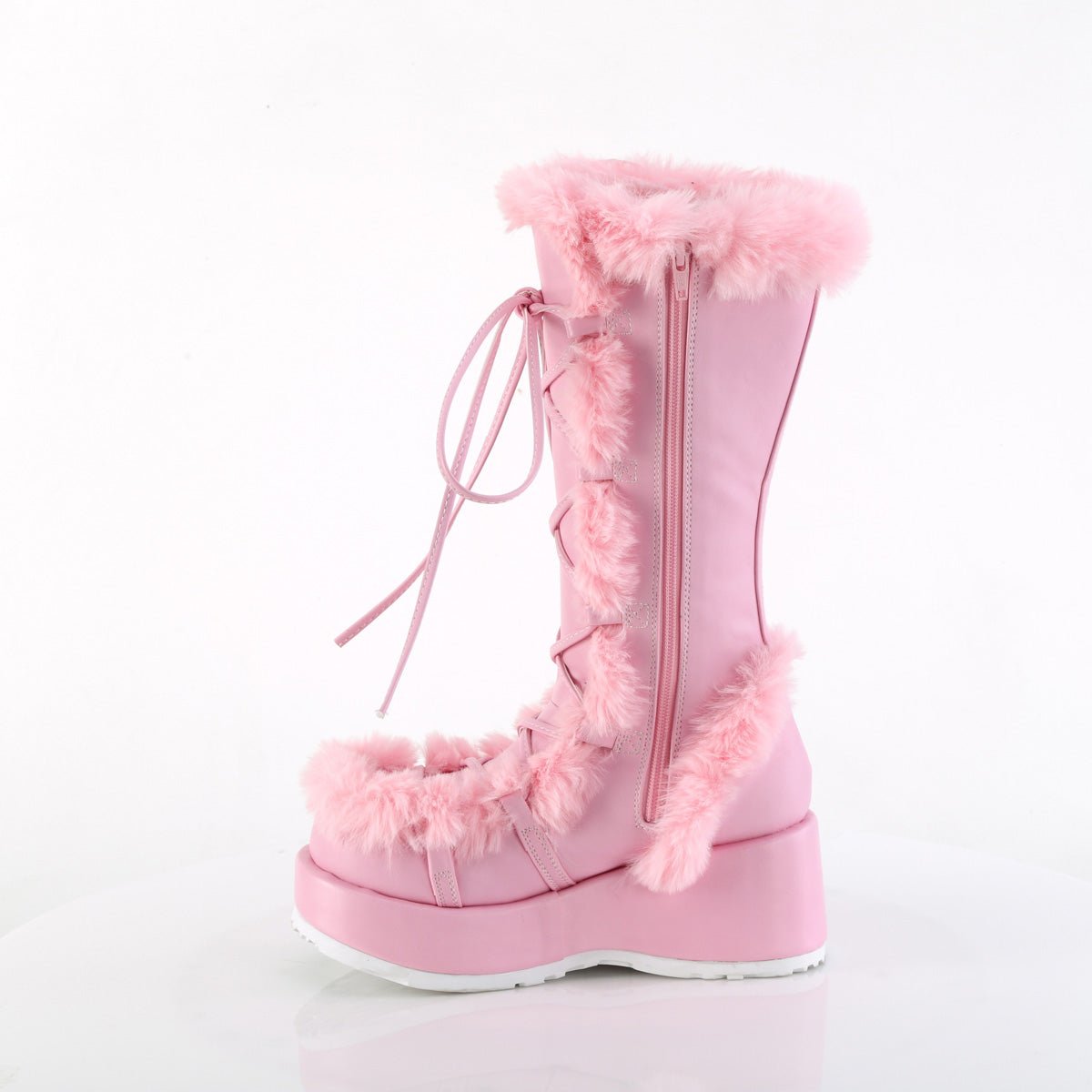 Too Fast | Demonia Cubby 311 | Baby Pink Vegan Leather Women's Mid Calf Boots