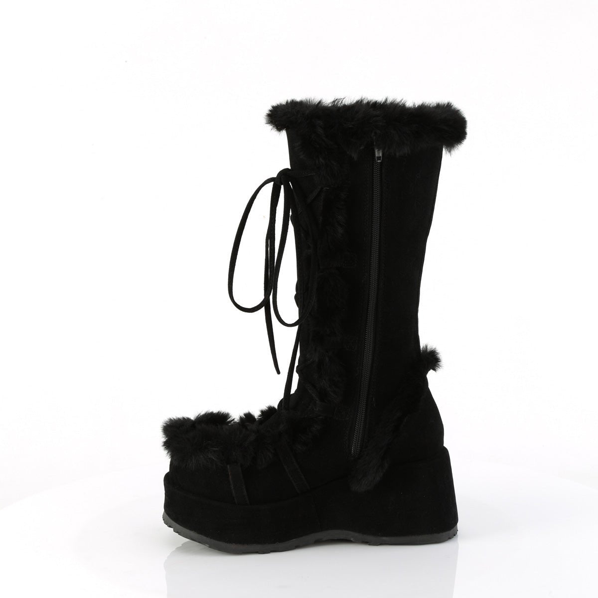 Too Fast | Demonia Cubby 311 | Black Vegan Suede Women's Mid Calf Boots