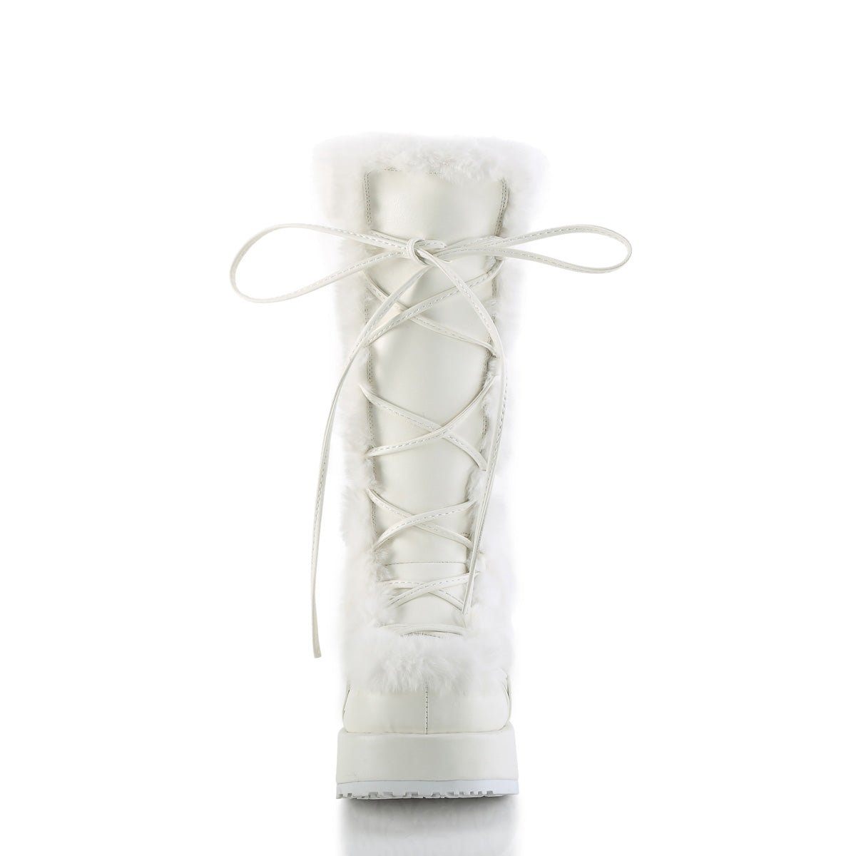 Too Fast | Demonia Cubby 311 | White Vegan Leather Women's Mid Calf Boots