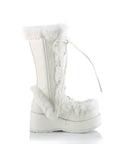 Too Fast | Demonia Cubby 311 | White Vegan Leather Women's Mid Calf Boots