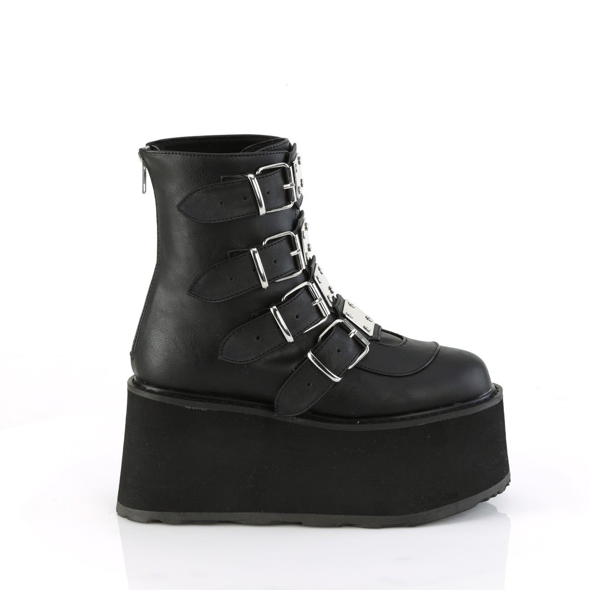 Too Fast | Demonia Damned 105 | Black Vegan Leather Women&#39;s Ankle Boots