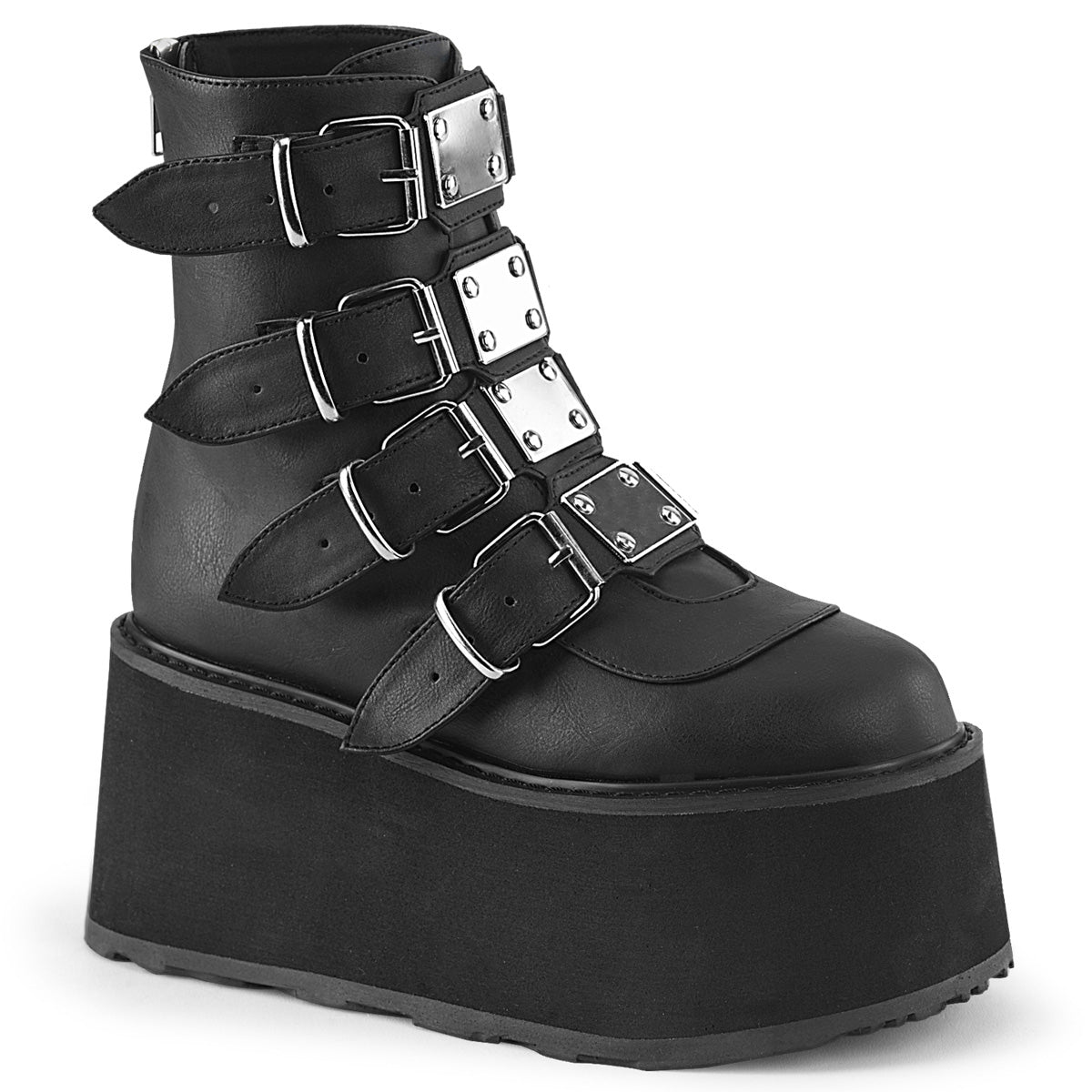 Too Fast | Demonia Damned 105 | Black Vegan Leather Women&#39;s Ankle Boots