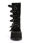 Too Fast | Demonia Damned 225 | Black Velvet Women's Mid Calf Boots